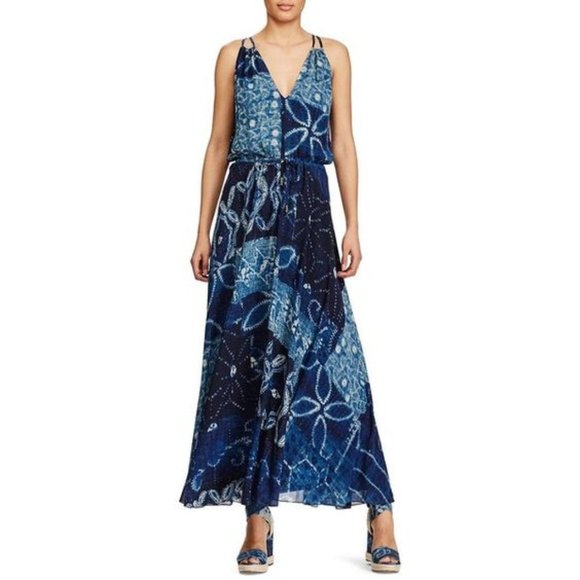 Ralph Lauren Genuine Silk Georgette Sea Flowy Maxi dress Polo Ralph Lauren Maxi - Picture 3 of 17